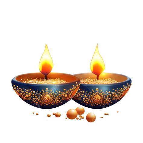 Happy Diwali Design With Two Diya Lamps And Sparkles, Festival ...
