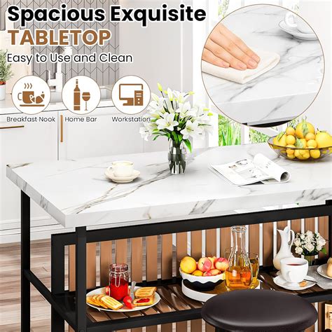 DKLGG Kitchen Island with Stools & Storage, Modern India | Ubuy
