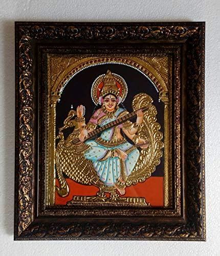 Certified Genuine Traditional Tanjore Painting of Saraswathi with Frame ...