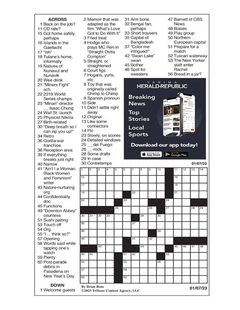 LA Times Crossword: Jan. 7, 2023 | Crosswords | yakimaherald.com