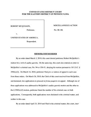 Fillable Online paed uscourts the eastern district 3582 motion form Fax ...