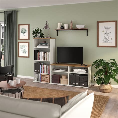 SKRUVBY TV storage combination, white, 178x38x140 cm (701/8x15x551/8 ...