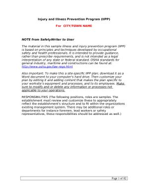 Sample Injury and Illness Prevention Program - Amazon AWS Doc Template ...