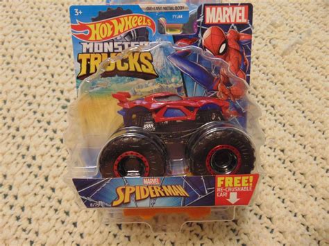 2021 New SPIDER-MAN Hot Wheels Monster Truck with Crushable Car ...