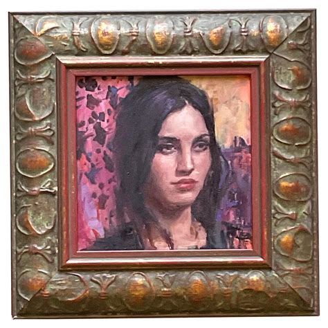 Vintage Boho Signed Original Oil Painting on Board of Woman For Sale at 1stDibs