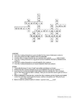 Five Little Monkeys Trick or Treat Activities Crossword Puzzle & Word ...