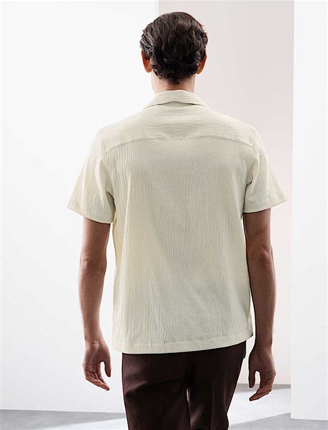 Buy Relaxed Fit Crinkle Seersucker Shirt at Marks & Spencer