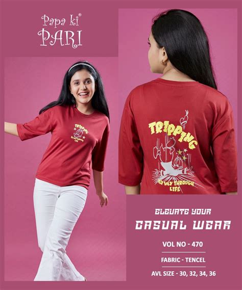 Vol 470 Papa Ki Pari Lycra Tencil Girls Tshirt Exporter India – Kavya ...