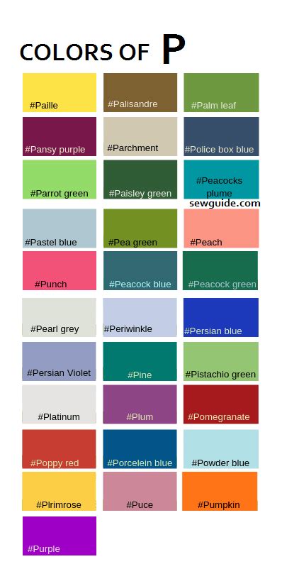 Color Names In Fashion : Reference Guide For 100+ Colours - SewGuide