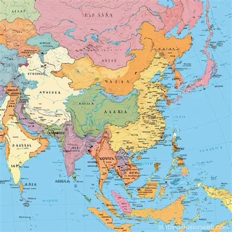East Asia Geographic Map | Stable Diffusion Online