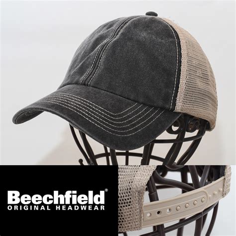 メッシュキャップ 帽子 Beechfield ビーチフィールド 6-panel vintage trucker ブラックストーン BC672 ...