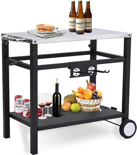 Amazon.com: Outdoor Grill Cart Pizza Oven Stand, Stainless Steel ...