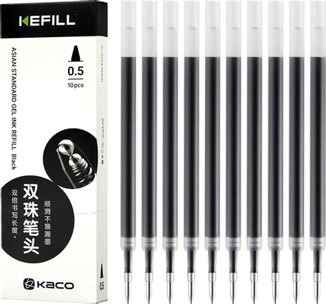 Gel Pens Refill for KACO Pens, Black Ink, Box of 10 Pieces 0.5mm Fine ...