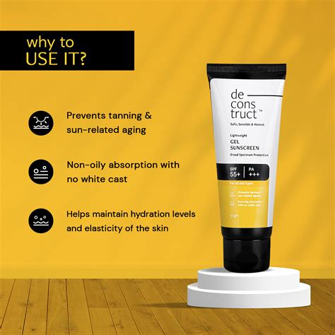 Deconstruct Skincare: Lightweight Gel Sunscreen-SPF 55+ | PA+++ (50 gm)