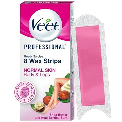 Veet Professional Waxing Strips Kit for Normal Skin, 8 Strips | Gel Wax ...