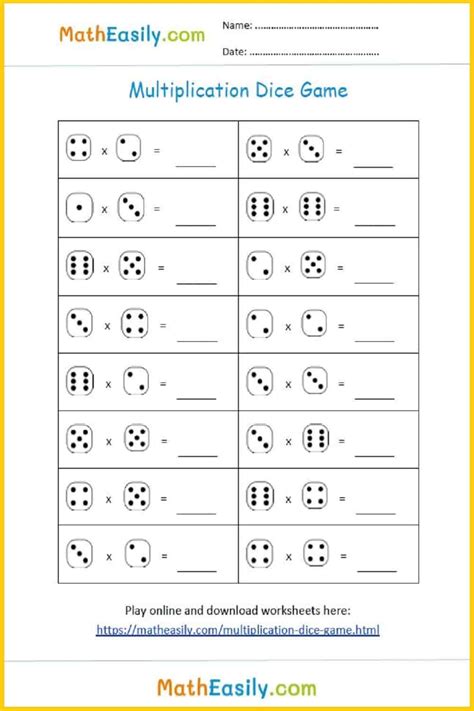 Image result for Math Multiplication Games with Dice