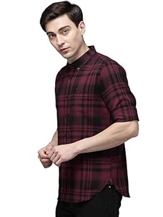 Buy THE BEAR HOUSE Men's Cotton Slim Flannel Button-Down Casual Shirt ...