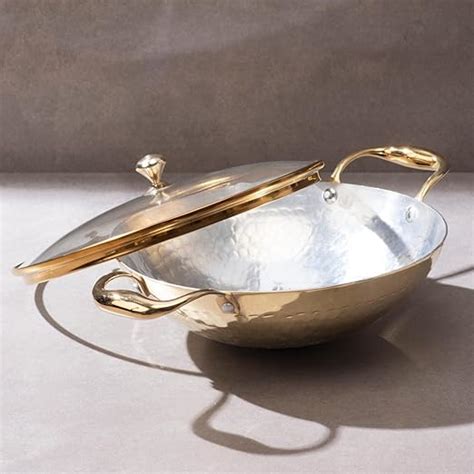 Buy P-TAL Brass Kadhai 1.5L with Insulated Heat-Resistant Handle and ...