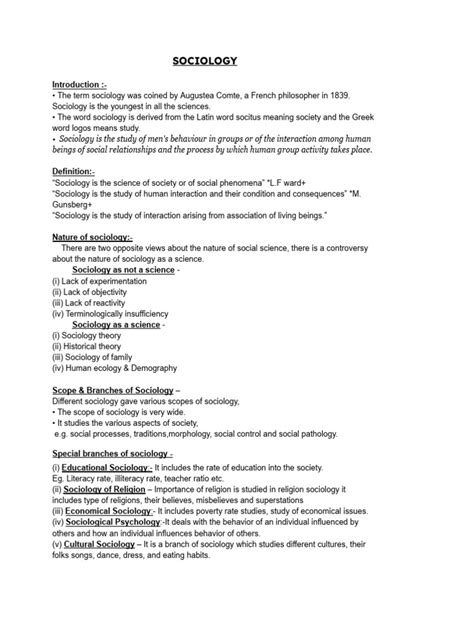 Image result for Sociology Lecture Notes PDF