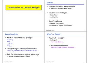 Lexical Analysis - CS143 Handout 04 Summer 2012 June 27, 2012 Lexical ...