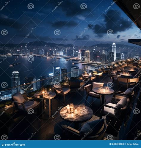 Electrifying Atmosphere of a Top Rooftop Bar in Hong Kong Stock Photo ...