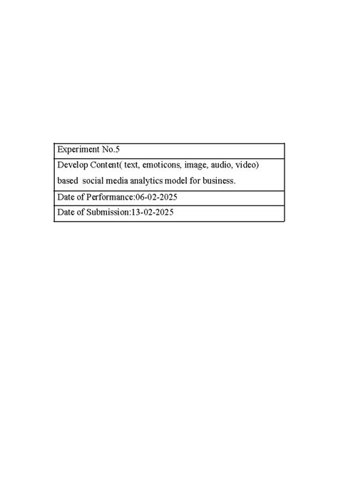 SMA Exp 5: Social Media Analytics Model Development for Business - Studocu