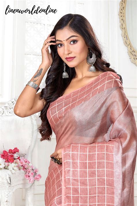 Dobby Woven Zari Linen Saree