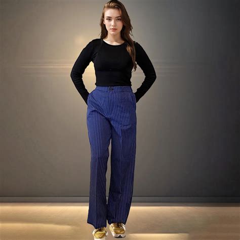 Blue Striped Korean Baggy Pants – I Z F