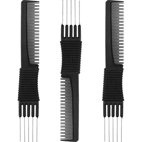 Amazon.com : Leinuosen 3 Pack Carbon Lift Teasing Combs with Metal ...