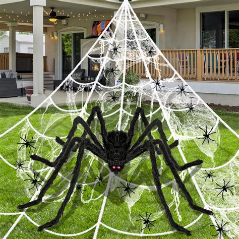 Giant Halloween Decorations Outdoor Set,197" Triangle Spider Webs ...