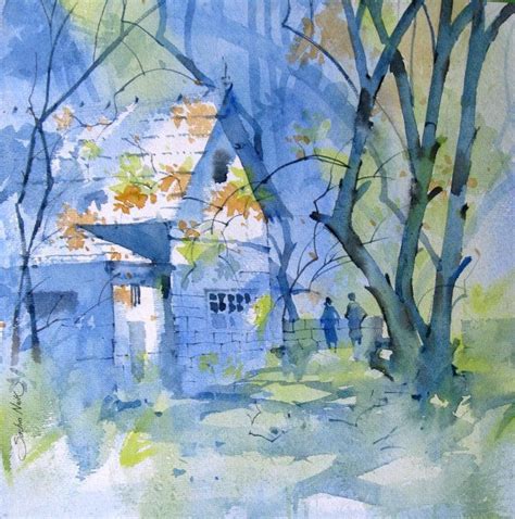 "Watercolour Landscapes": Blue Watercolor Painting by Sachin Naik ...
