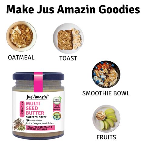 Buy JUS AMAZIN CRUNCHY MULTI SEED BUTTER SWEET 'N' SALTY (200G) |RICH ...