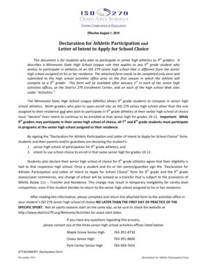 Fillable Online schools district279 DECLARATION FOR PARTICIPATION ...