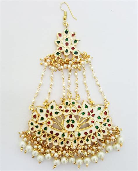 Buy Mehrunnisa Traditional Kundan Pearls Jhumar Passa for Women ...