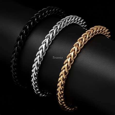 Chunky Link Bracelet Combo For Men (Gold Plated, Silver & Black ...
