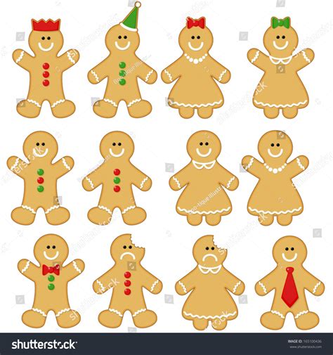 Gingerbread Man Clipart Set Gingerbread Man Stock Vector 165100436 ...