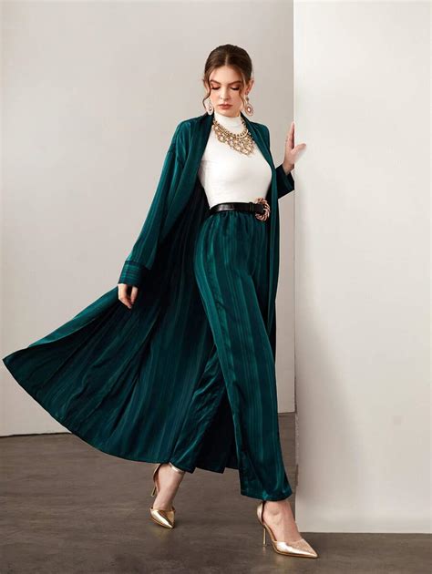 Al Najma Pleated Abaya & Pants Without Belt | SHEIN USA