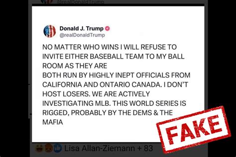 That Trump Tweet About the World Series Being 'Rigged' Is Fake