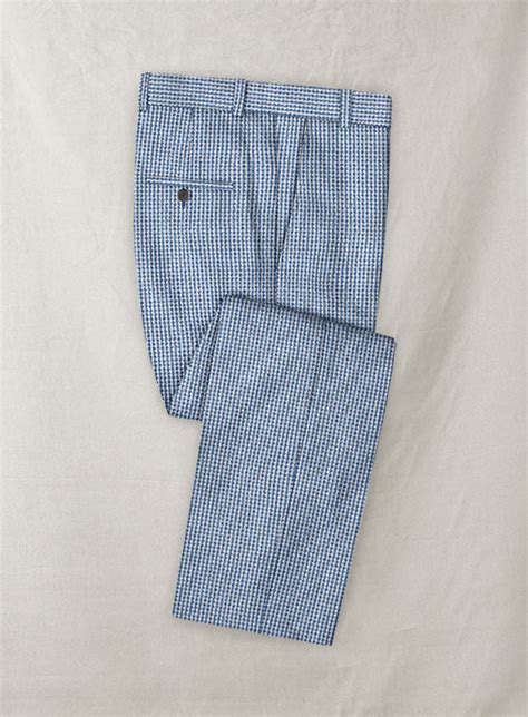 Solbiati Gingham Blue Seersucker Pants – StudioSuits
