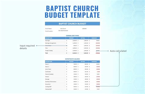 Small Church Budget Template