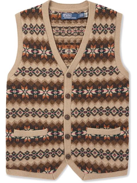 Polo Ralph Lauren Fair-isle Wool Sweater Vest in Brown for Men | Lyst