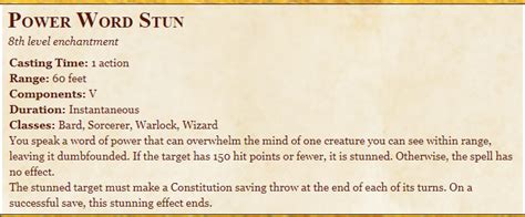 Power Word Stun 5e Spell in D&D - Dnd Spells