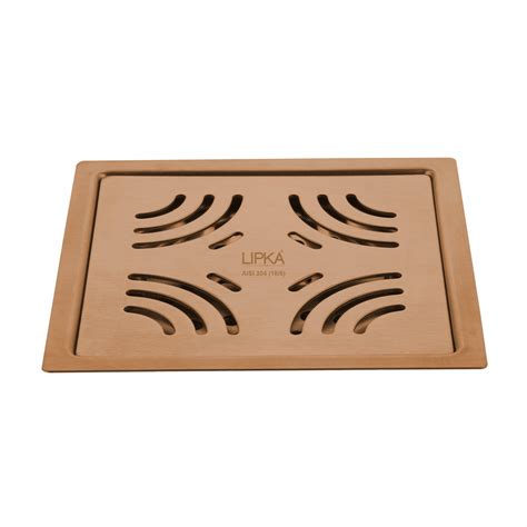 Purple Exclusive Square Flat Cut Floor Drain in Antique Copper PVD Coa ...