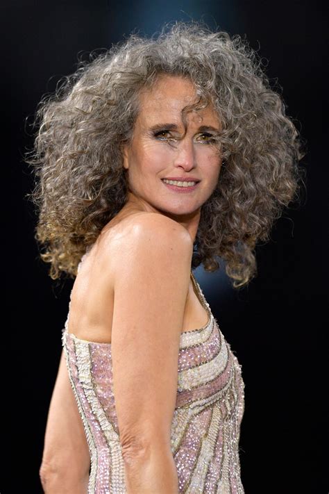 Andie MacDowell rocks gray hair on Paris Fashion Week runway