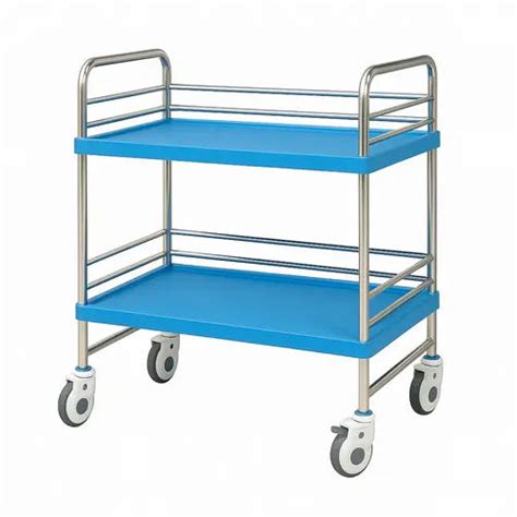 Blue Stainless Steel Instrument Trolley with 2 ABS Shelves – MeddeyGo.com