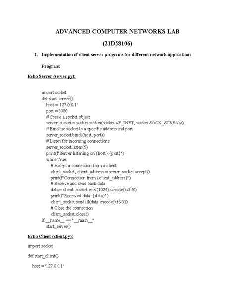 Advanced Computer Networks LAB Manual - ADVANCED COMPUTER NETWORKS LAB ...
