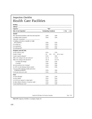 Fillable Online Health Care Facility Inspection Checklist - FE Moran ...