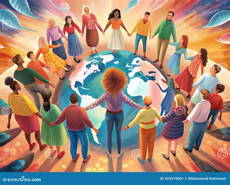 Diverse People Holding Hands Around the Globe Stock Vector ...