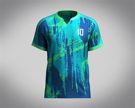 3D Mens Soccer Blue And Mint Jersey Player-10 Model - TurboSquid 2047546