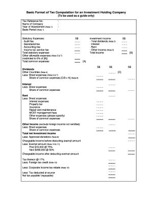 Singapore Investment Holding Company Tax Computation Guide - Fill Out ...